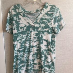 Twenty Second Teal and White Short Sleeve Top